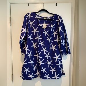 **NWT** Size L/XL Starfish Print Beach Coverup/Tunic